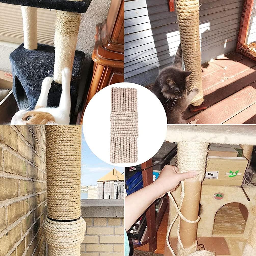 6mm 66Ft Natural Sisal Rope, Unoiled Sisal Twine for Cat Tree Scratching Post - Image 5