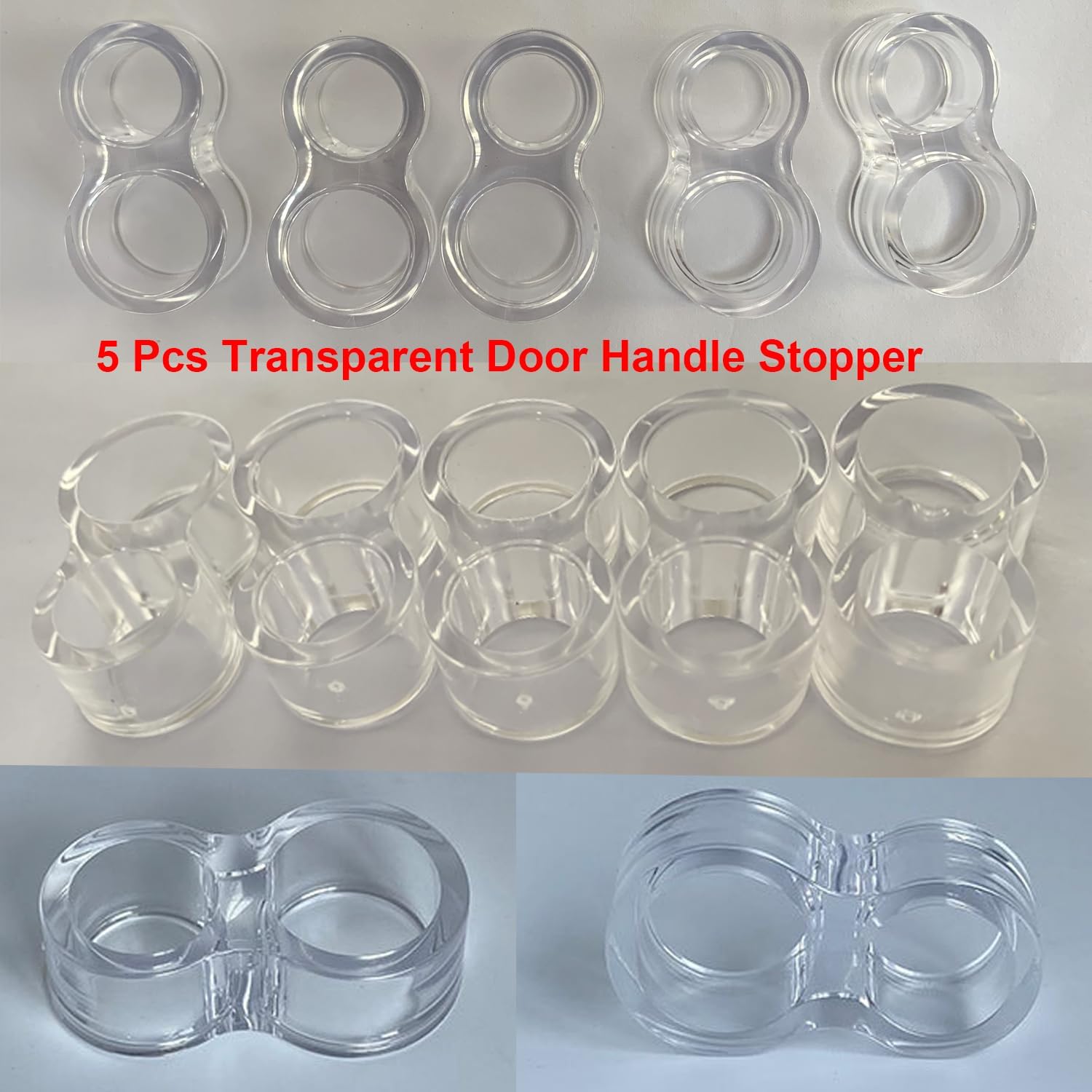 Door Handle Protectors, 5 Pcs Transparent Door Handle Stopper, Ring Door Handle - Image 3