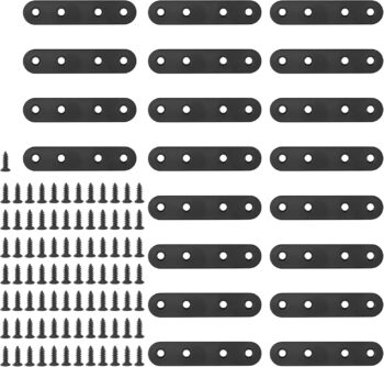 20 Sets 80mm Flat Straight Corner Brace Black Metal Joint Plate Connector Repair
