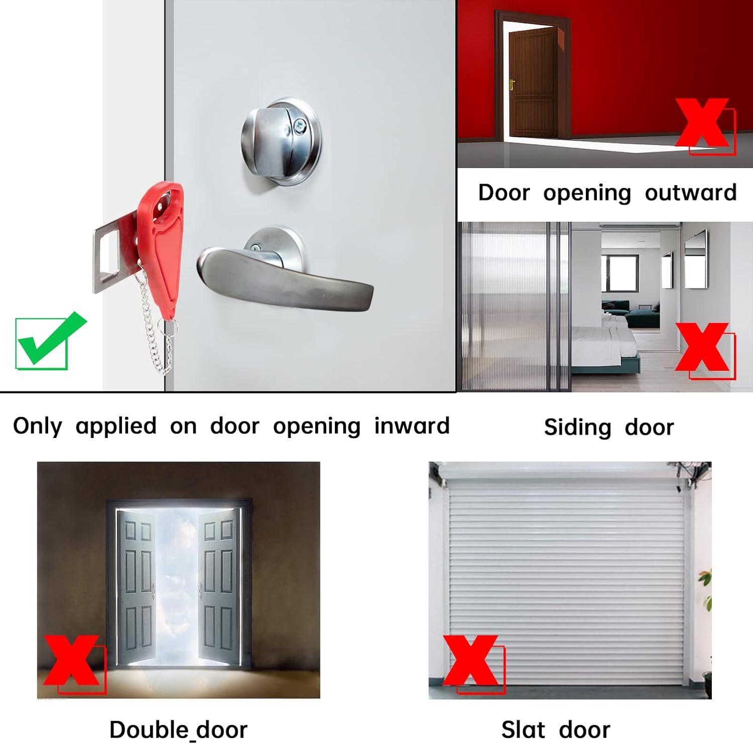 3 Packs Portable Door Lock, Door Locker Security Lock Heavy Duty Travel Lock - Image 4