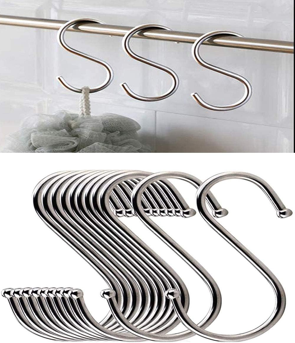 Stainless Steel S Shaped Hooks Hangers, Heavy Duty S Hooks, 20PCS Multipurpose