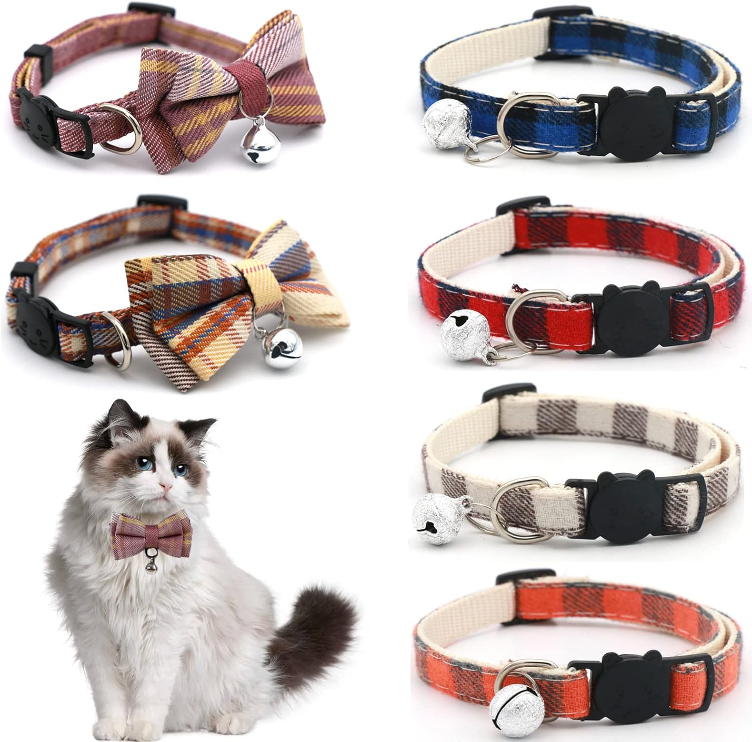 Cat Collar,6PCS Kitten Collar,Cat Collars for Girl Cats,Breakaway Cat Collars