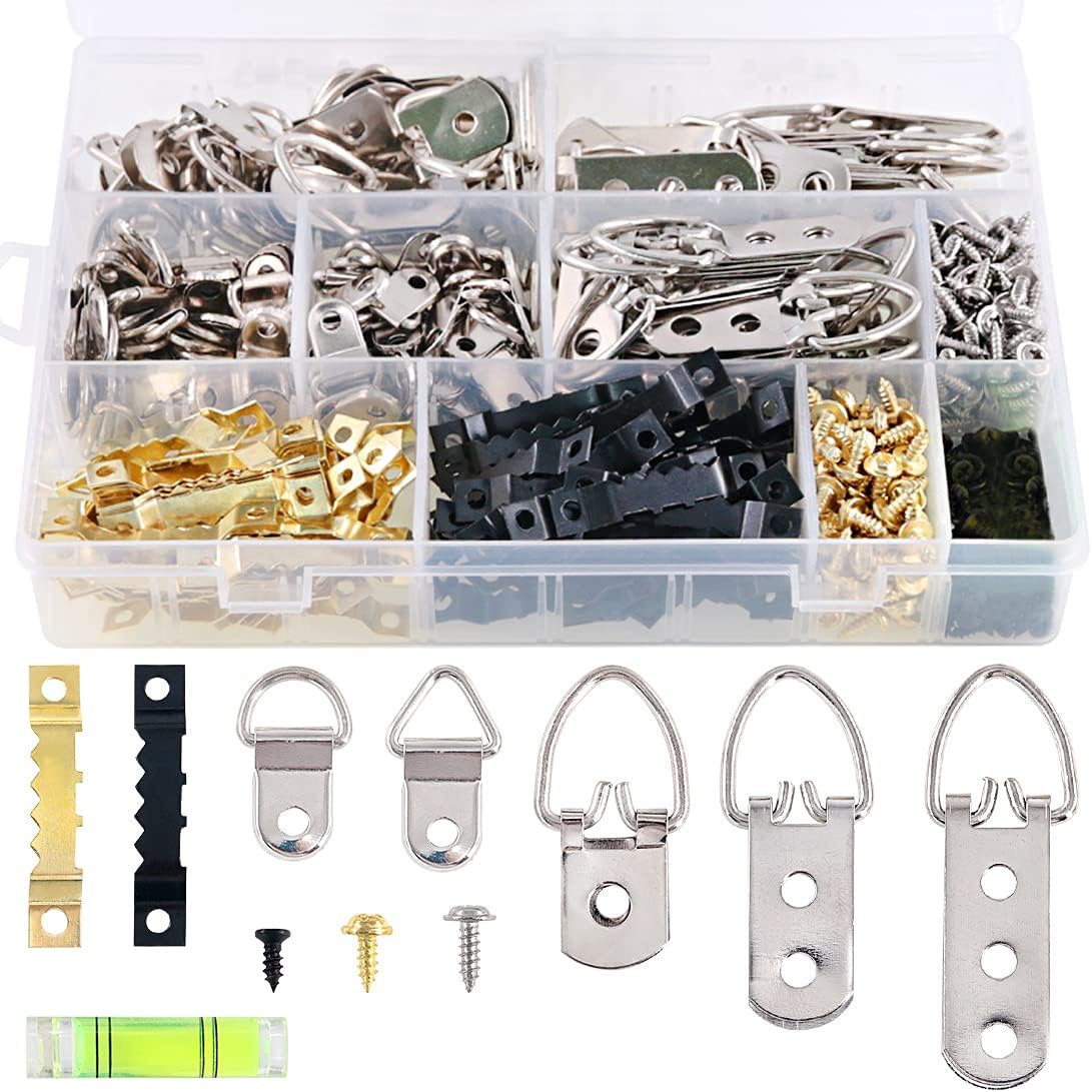 601Pcs Heavy Duty Picture Hangers Kit with 1 Mini Gradienter, Assorted Picture