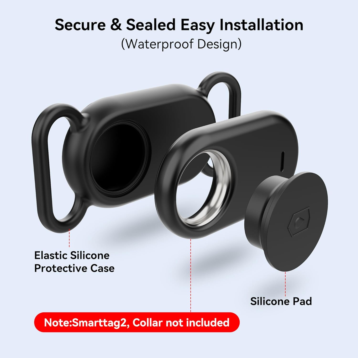 Dog Collar Holder(2 Pack) for Galaxy Smarttag2, Waterproof Silicone Case for Pet - Image 2