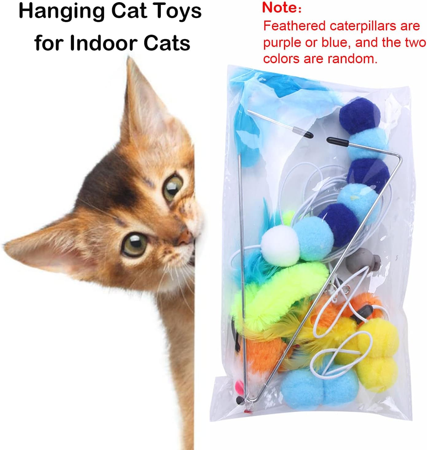 6 Pcs Hanging Door Cat Toys Kitten Teaser Feather, Kitten Toys, Retractable Cat - Image 7