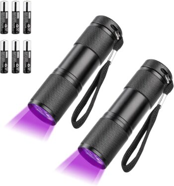 395nm Blacklight UV Flashlights, Portable 9 LED Black Light Ultraviolet Lamp