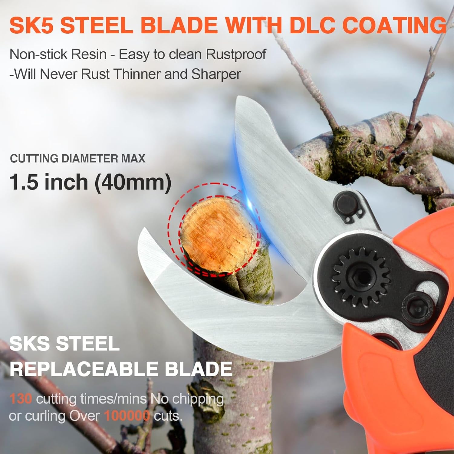 Electric Pruning Shears, Professional Cordless Electric Secateurs Battery - Image 2
