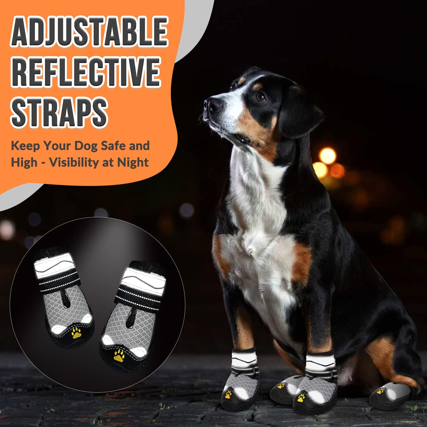 Dog Boots, 2 PCS Outdoor Non-Slip Breathable Waterproof Rubber Soles Paw - Image 5
