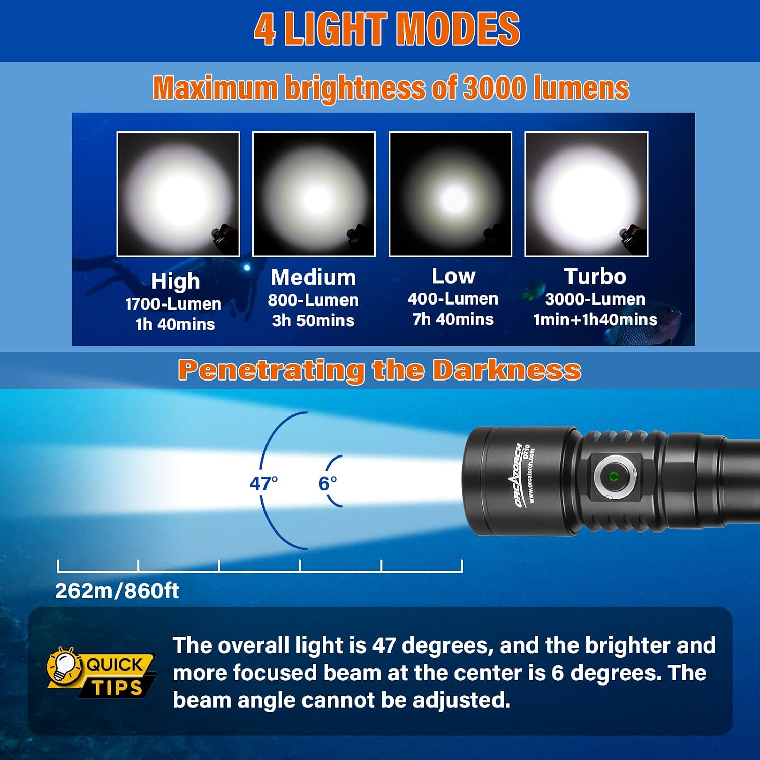 Scuba Diving Light, 3000 Lumens Super Bright Underwater - Image 2
