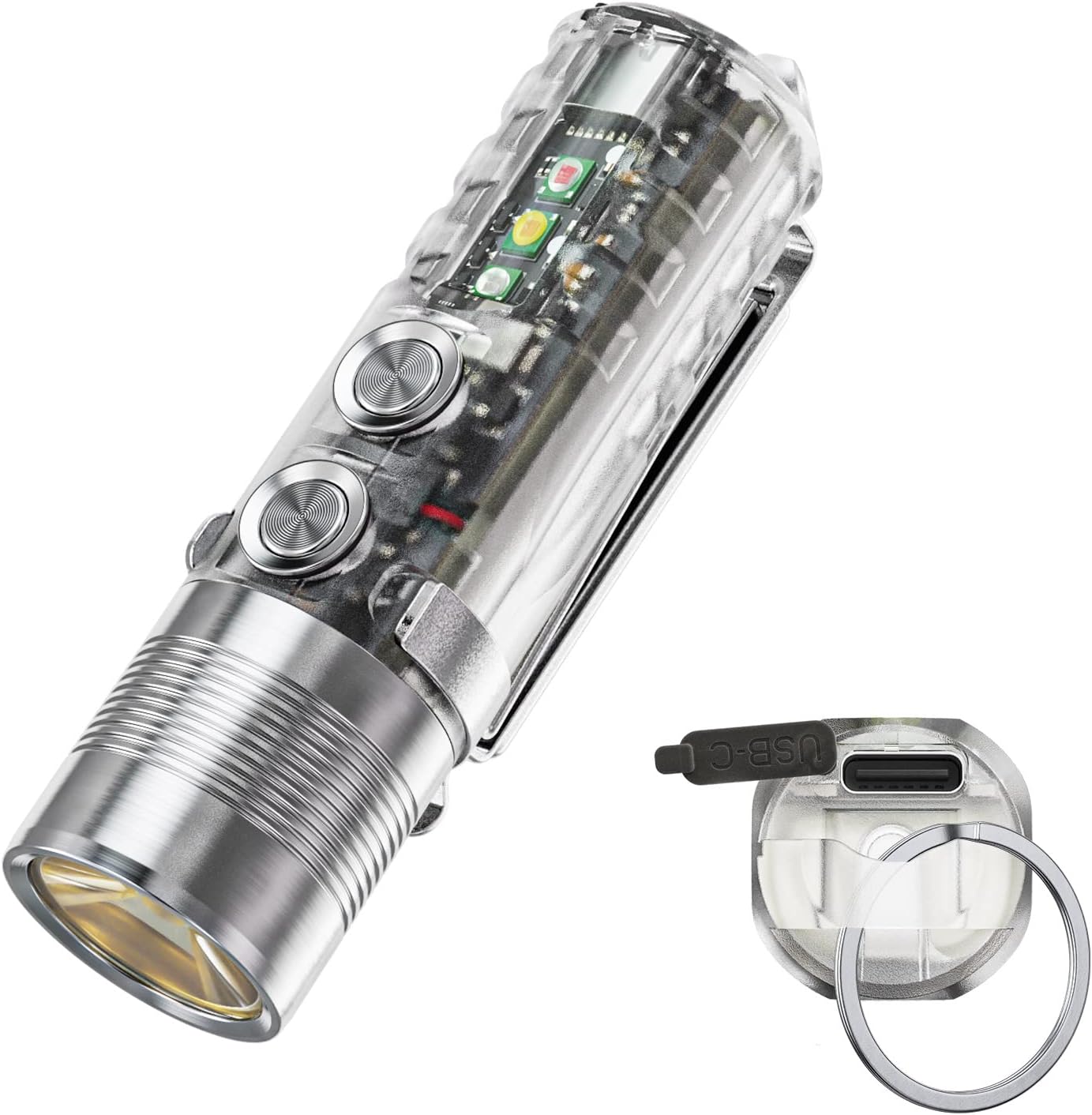 USB-C EDC Flashlight, 6500K Cool White Max 1000 Lumen, 850mAh Rechargeable