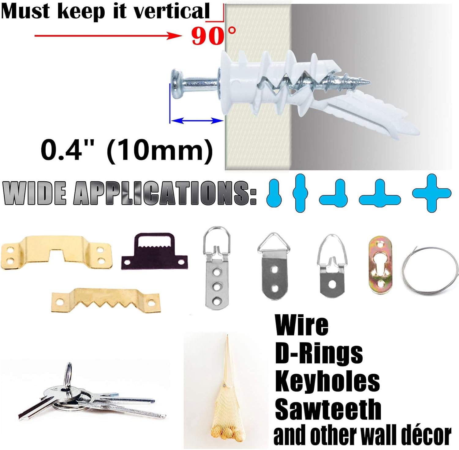 Picture Hanger Set 40 Pack- 20 Bear Claw Double-Headed Hanging Screws - Image 4