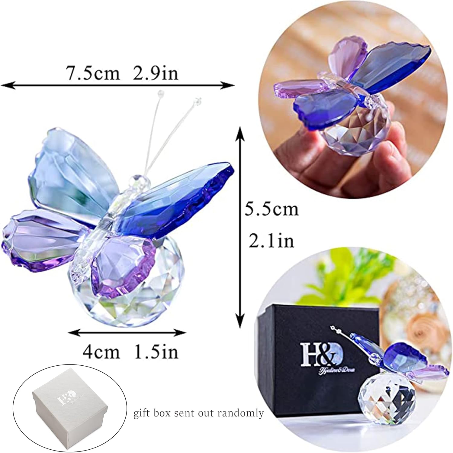 Crystal Cut Butterfly Animal Ornament Decoration for Office Table Home Bedroom - Image 5