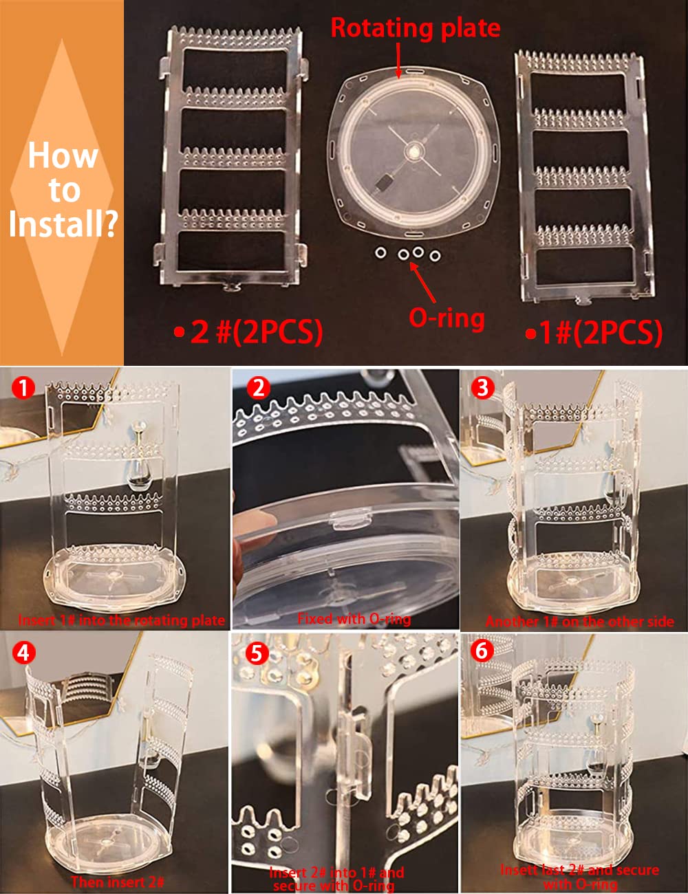 360 Rotating Earring Holder, Acrylic 4 Tiers Jewelry Organizer Rack Display - Image 3