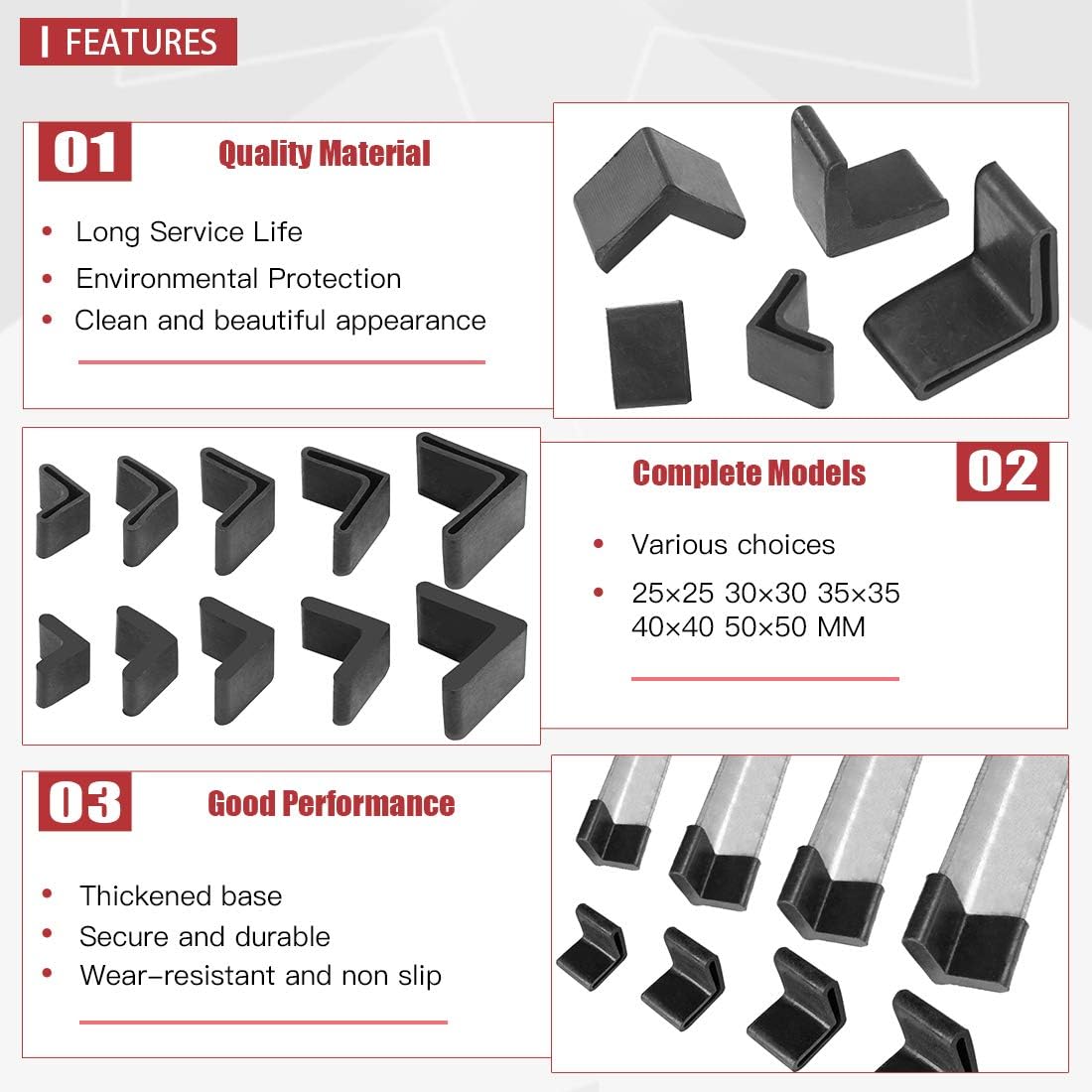 40 Pcs L Shape Furniture Angle Rubber Pad Foot Leg Cover Protector Furniture Bed - Image 5