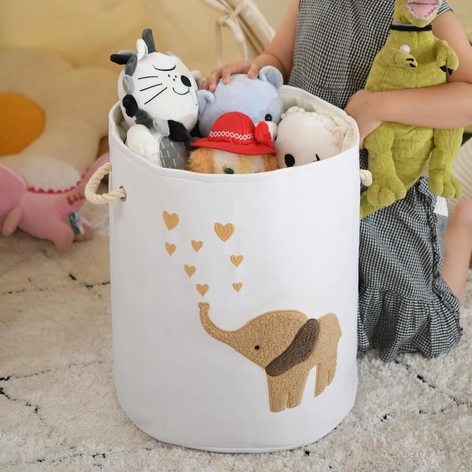 Baby Laundry Basket Laundry Hamper, Canvas 58L XL Baby Clothes Basket - Image 2