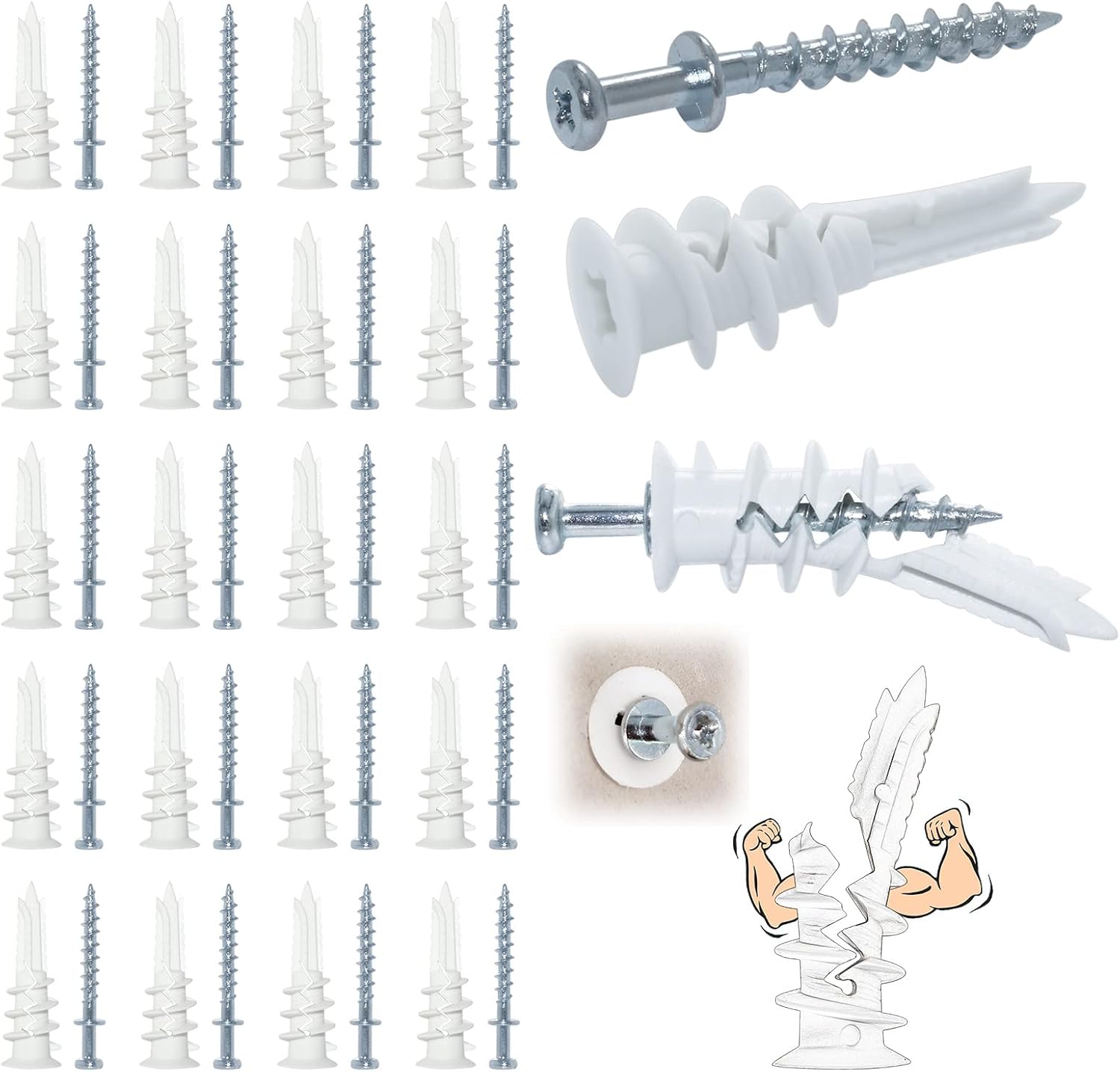 Picture Hanger Set 40 Pack- 20 Bear Claw Double-Headed Hanging Screws