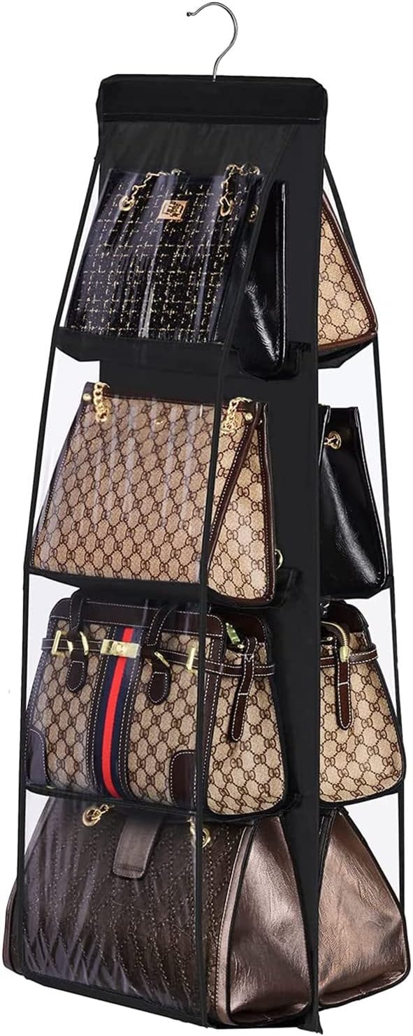 Handbag Hanging Organizer, 8 Pocket Hanging Purse Organizer Handbag Storage