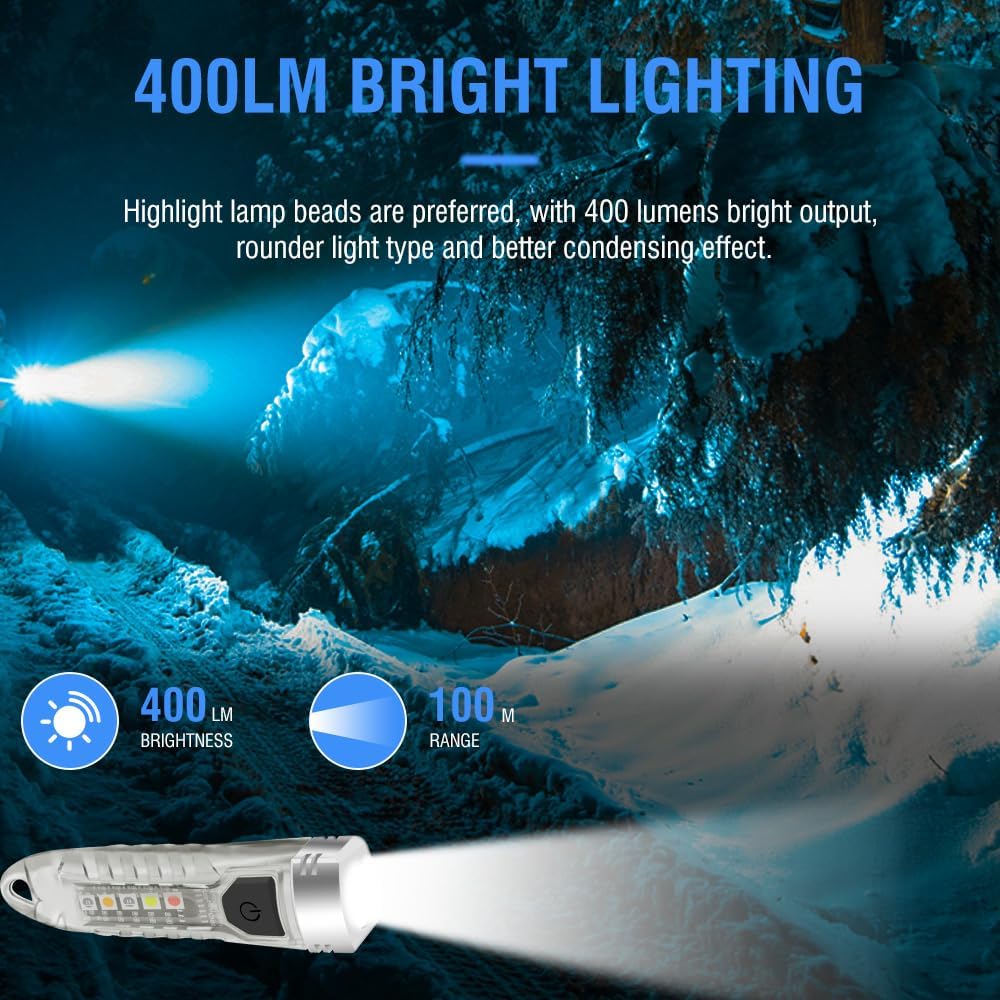 Small Keychain Flashlight with Red UV Blue Light - 400LM Rechargeable Mini - Image 4
