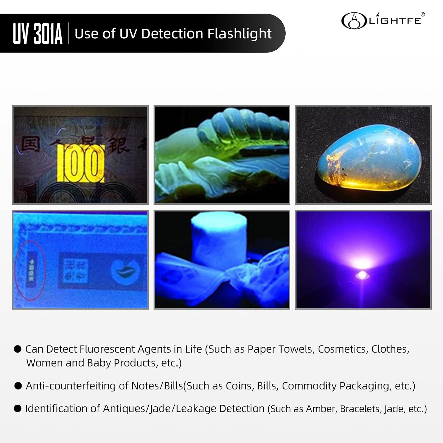 Black Light UV Flashlight with South Korea UV 395nm LED Source - Image 4