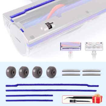 Plush Strips + Rollers Wheel + Axles Replacement for Dyson V6 V7 V8 V10 V11 DC62