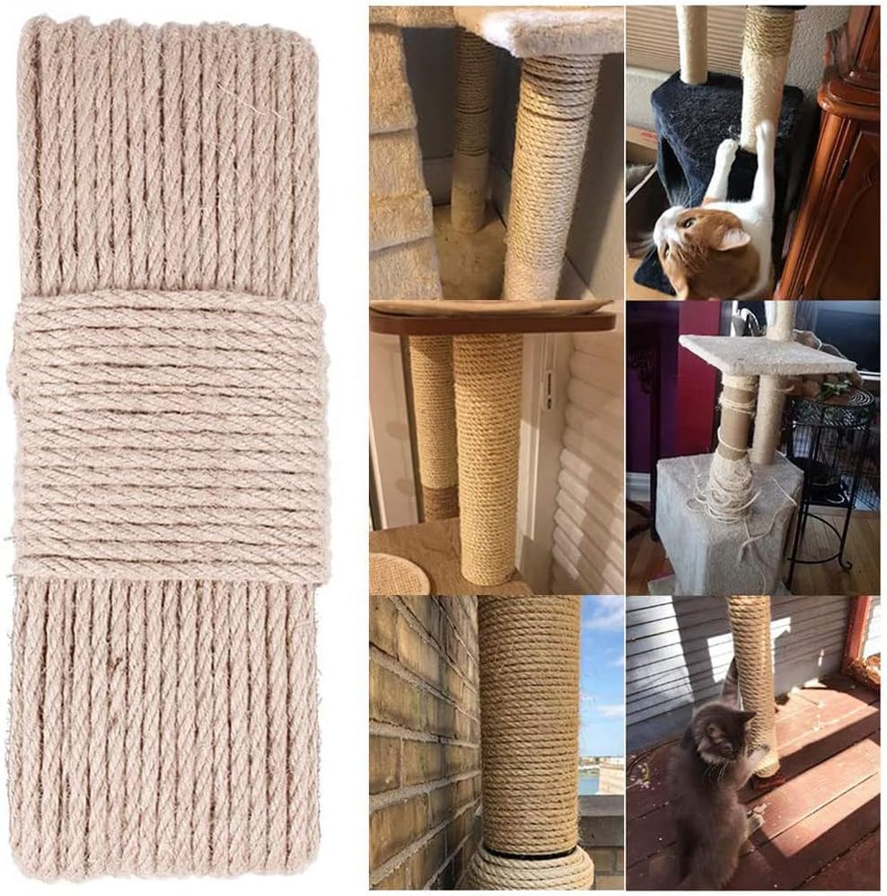 6mm 66Ft Natural Sisal Rope, Unoiled Sisal Twine for Cat Tree Scratching Post - Image 6