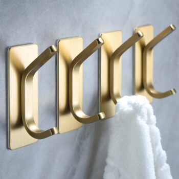 Towel Hooks/Adhesive Hooks - Brushed Gold Wall for Hanging Coat, Hat,Towel Robe