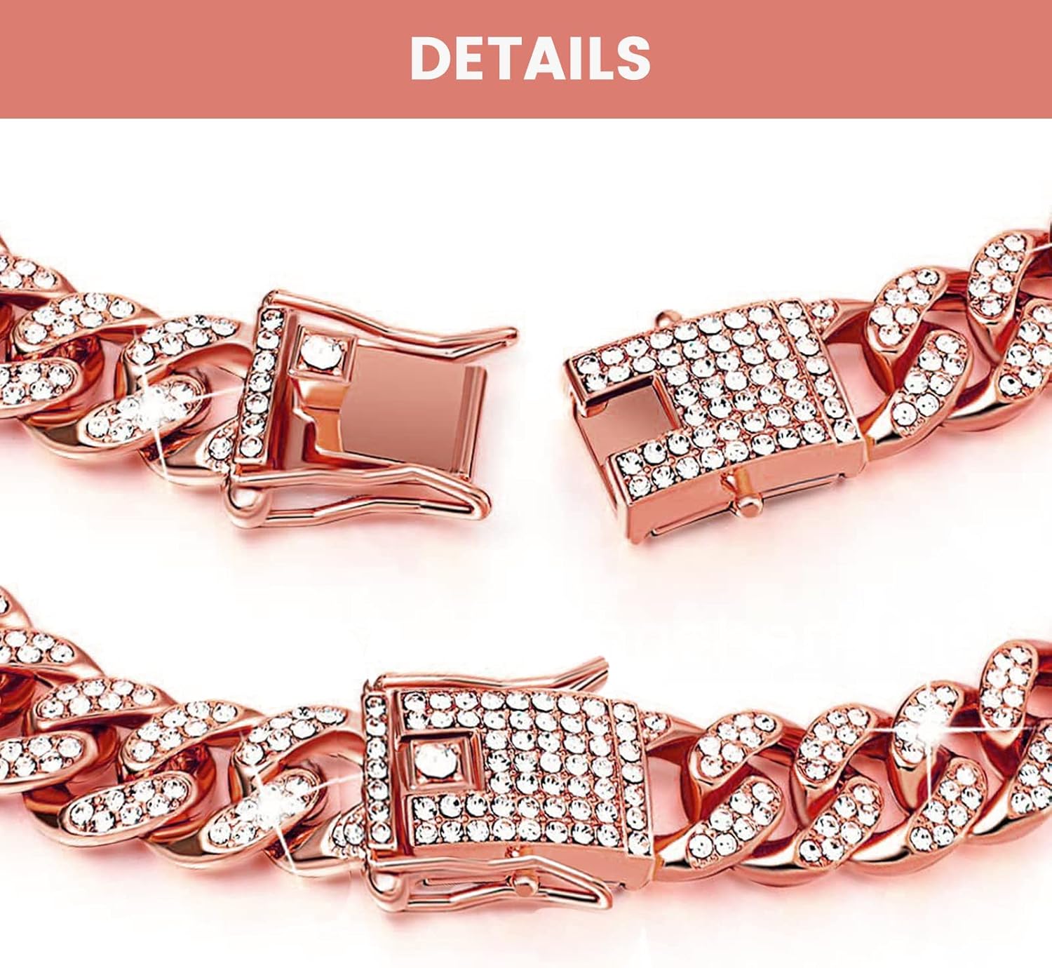 Dog Chain Collar, Diamond Cuban Collar Walking Metal Chain Collar - Image 5