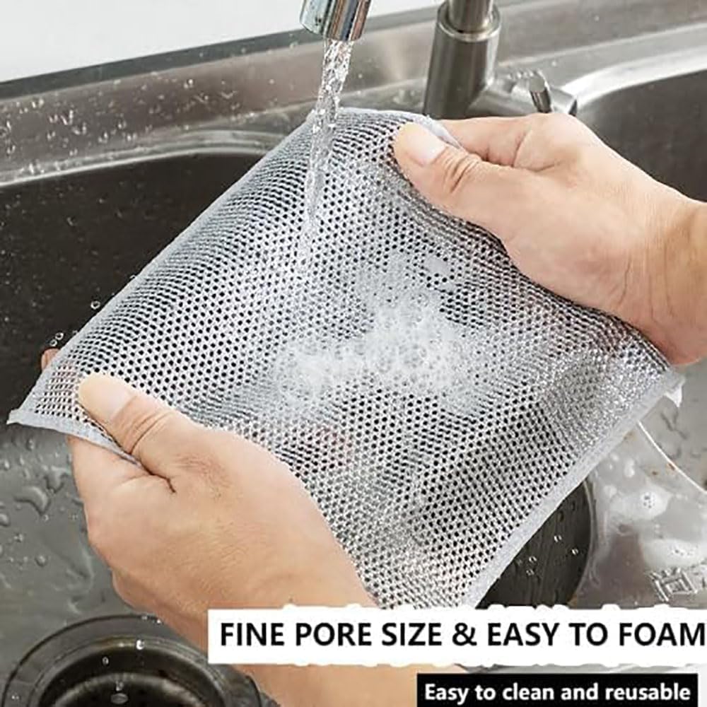 Multipurpose Wire Dishwashing Rags, 10Pcs Double Layer Reusable Cleaning Cloths - Image 6