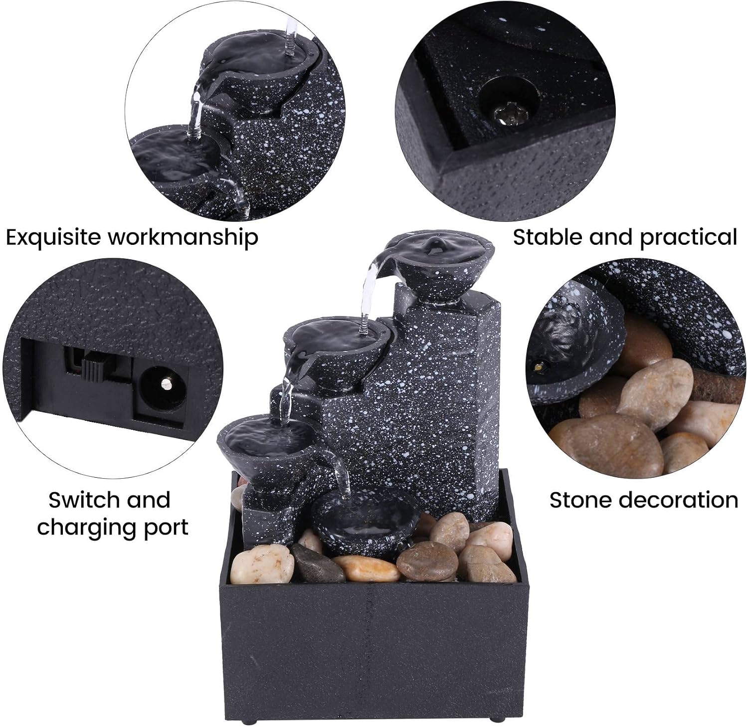 Home Office Desktop Small Fountain Lucky Flowing Water Ornaments Landscape - Image 3