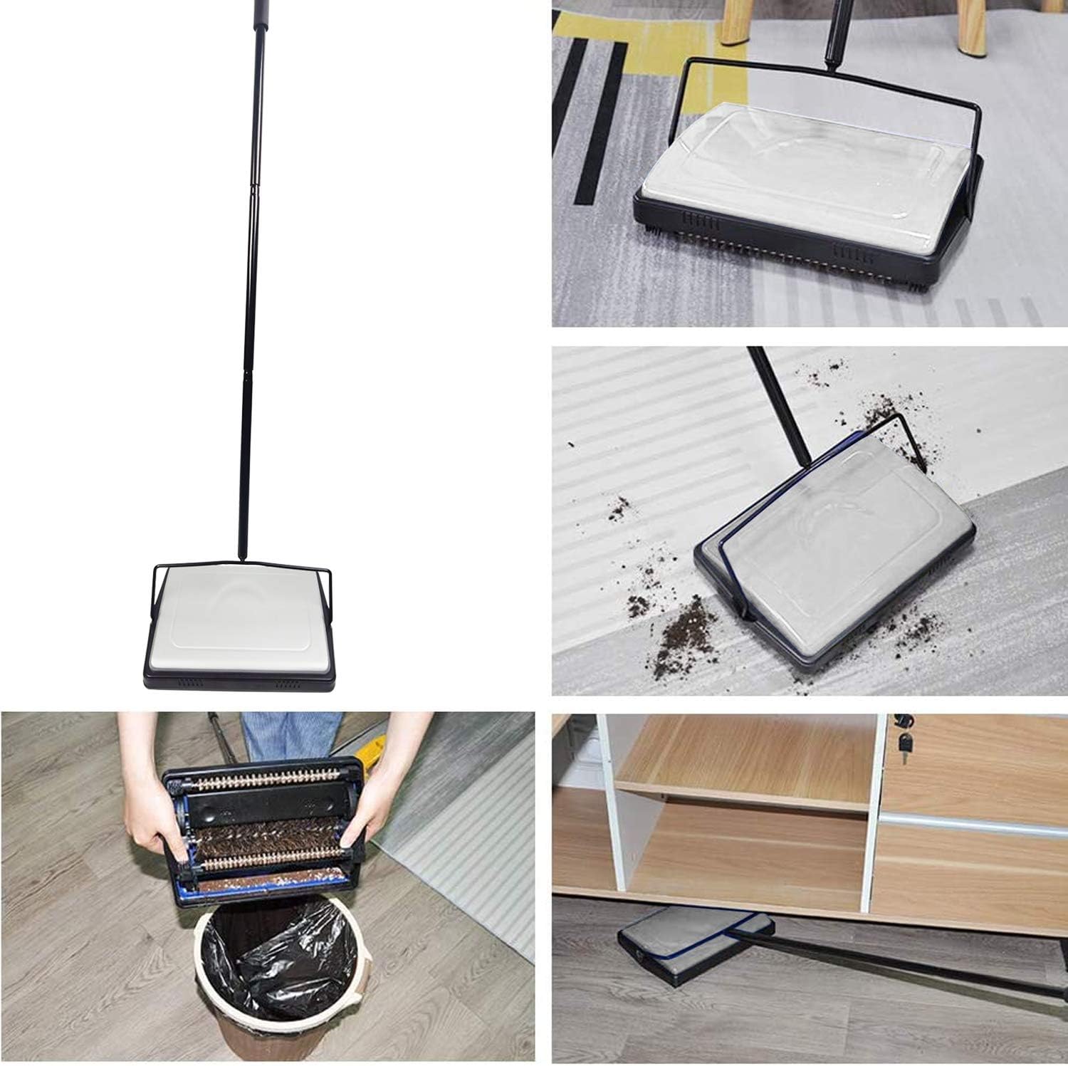 Quiet Carpet Sweeper, Floor Sweeper with Pig-Bristles, Suitable for Carpet - Image 4