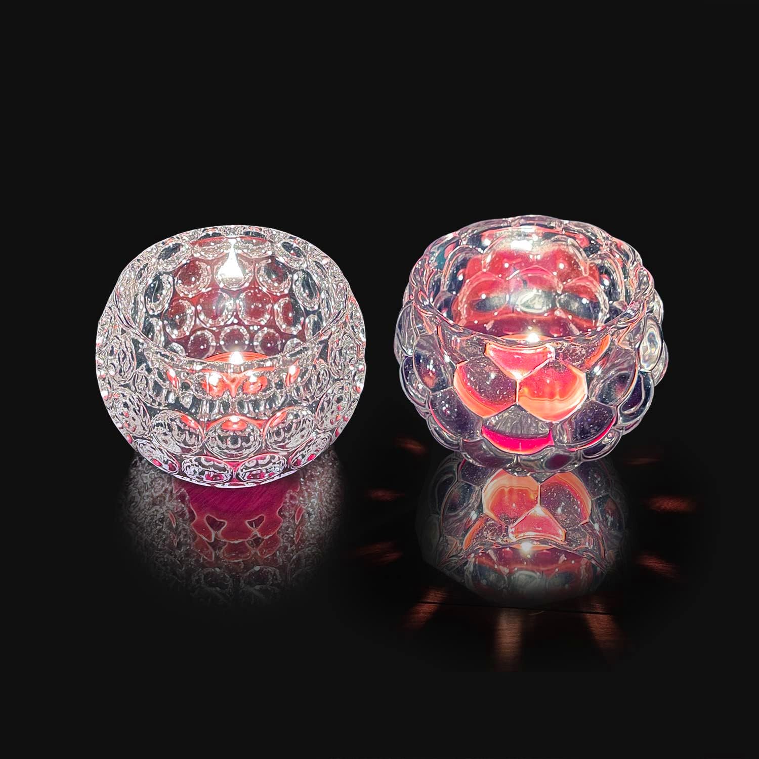 Crystal Circular Candle Holders,Small Glass Candlestick Holders, Clear Glass - Image 2