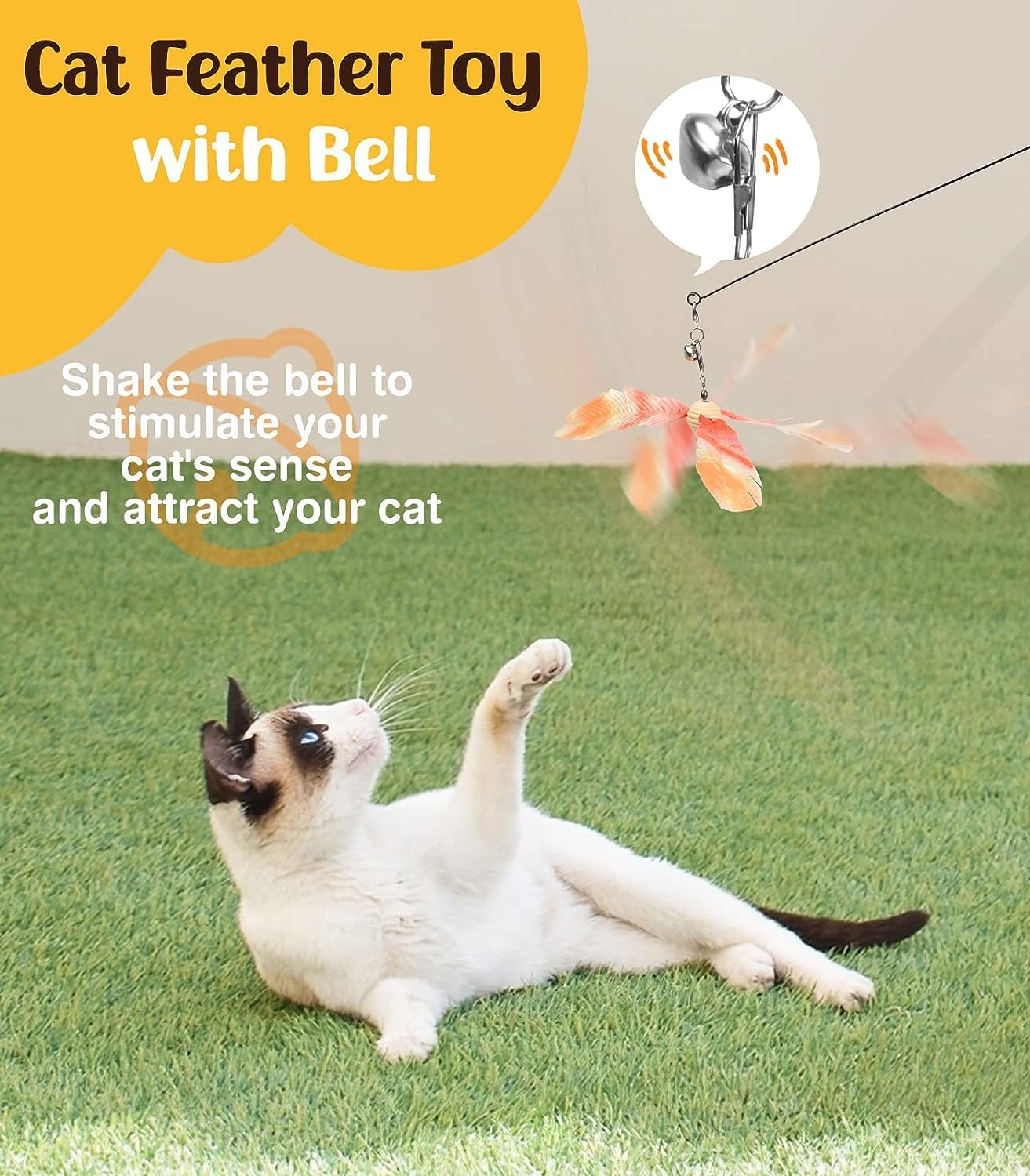 Cat Wand Toys, Interactive Cat Toys with 3 Feather Refills, Cat Feather - Image 6