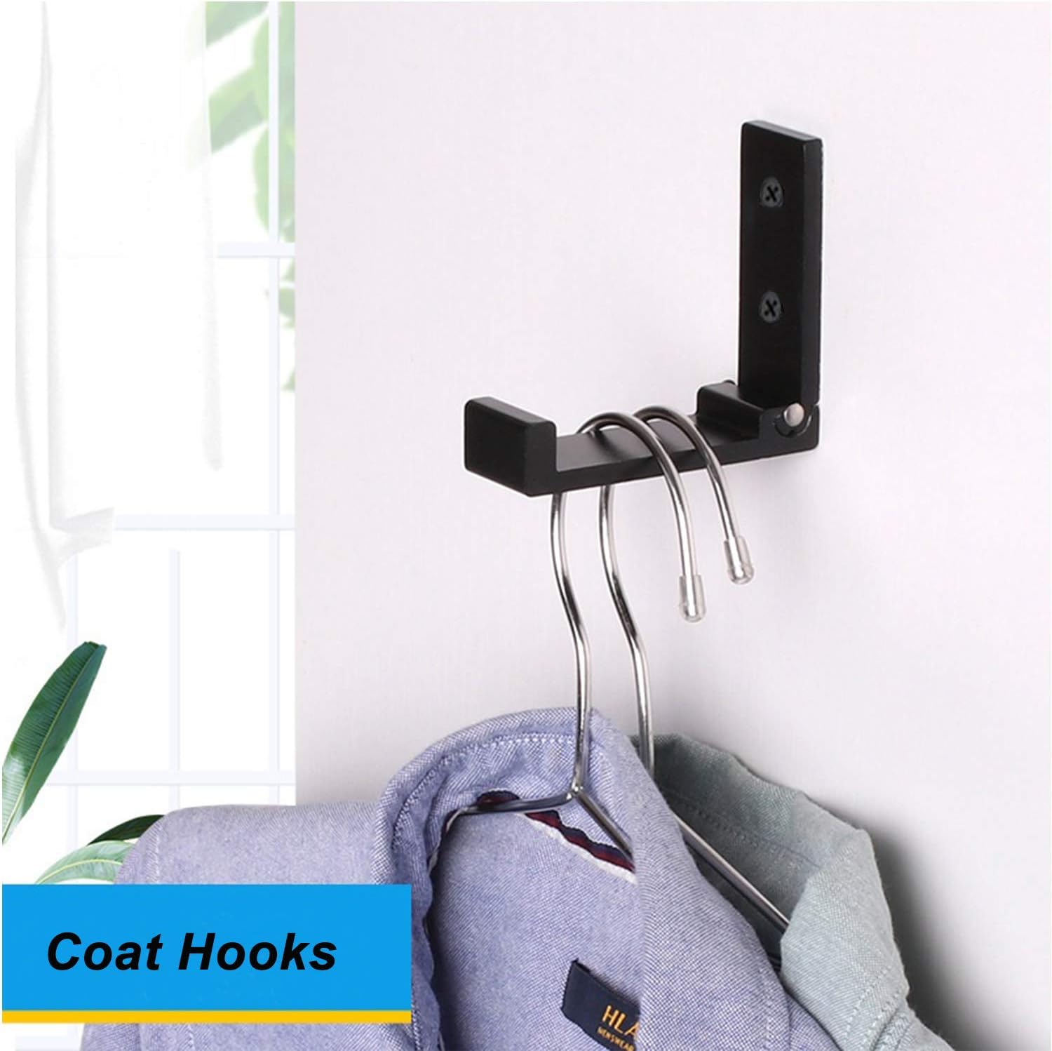 Folding Coat Hooks, 5Pcs Wall Hooks for Hanging Coat Towel Hooks Hardware Heavy - Image 5