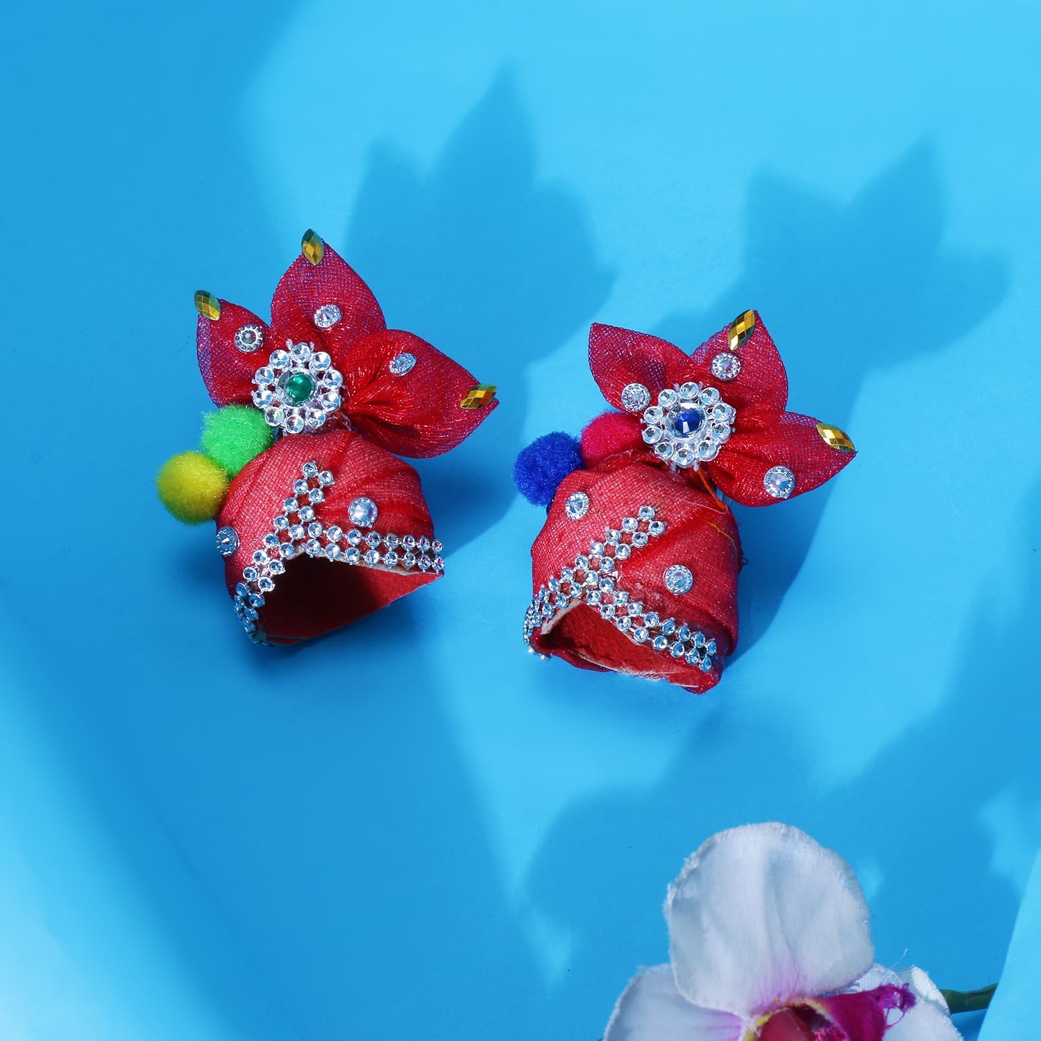 Handmade Laddu Gopal Mukut Beautiful Colorful Flower Pagdi of Ladoo Gopal Ji - Image 5