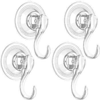 4 Pack Multi-Purpose Suction Cup Hooks, Strong Reusable Vacuum Heavy Duty