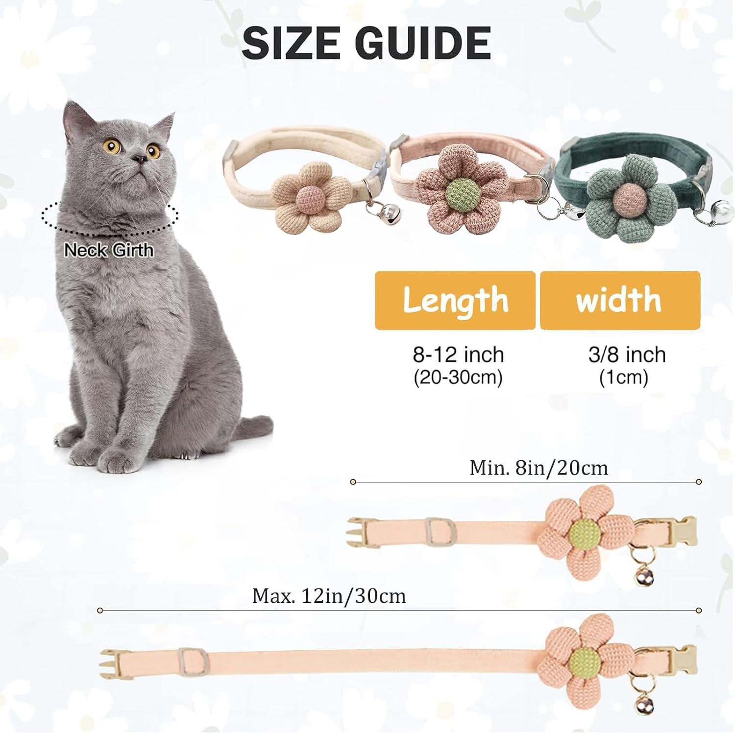 Breakaway Cat Collars with Bell 2PCS, Cute Kitty Adjustable Safe Kitten Collars - Image 4