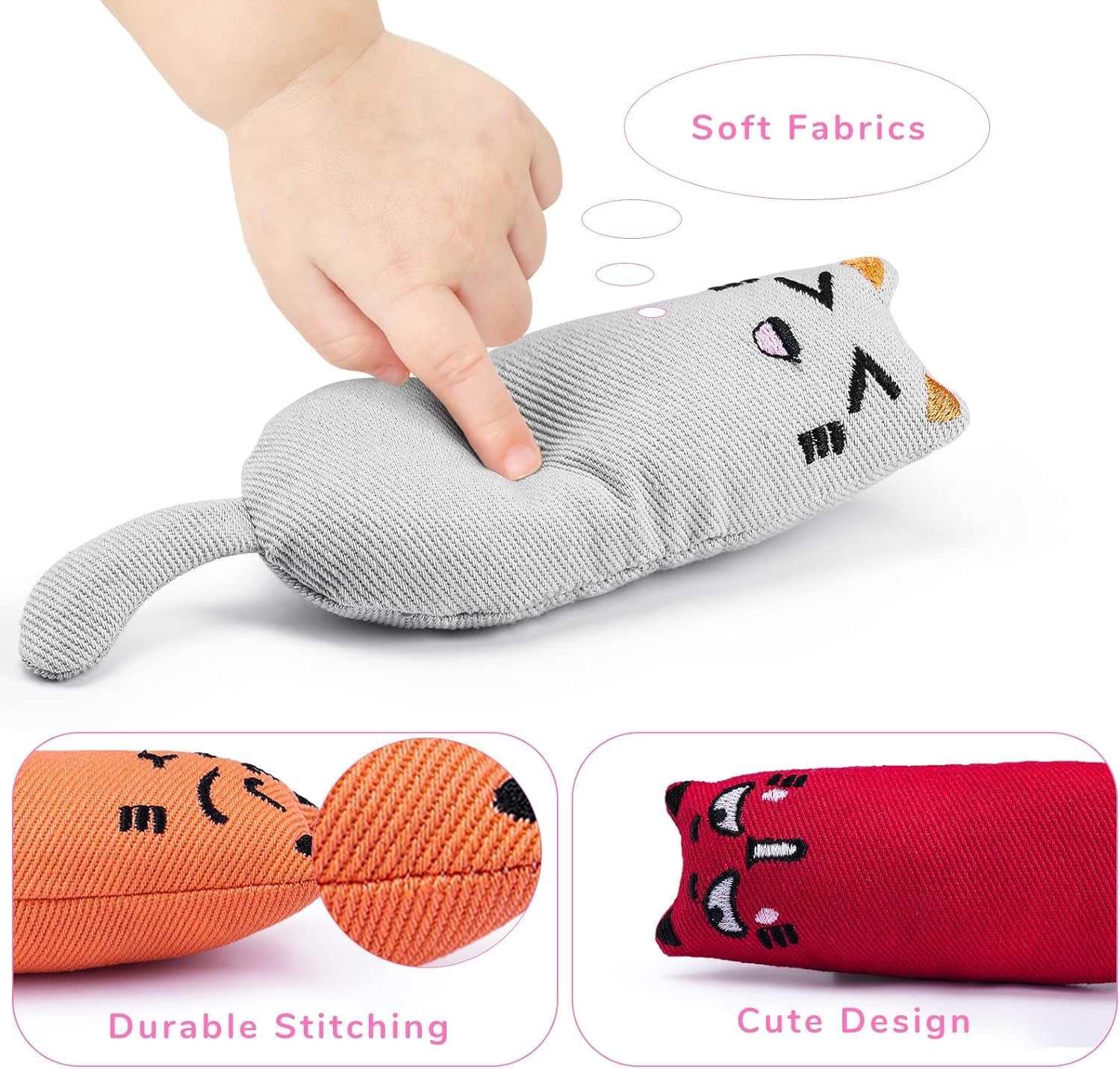 Catnip Toys,5Pcs Interactive Catnip Pillow Toy for Cats, Cartoon Mice Cat - Image 6