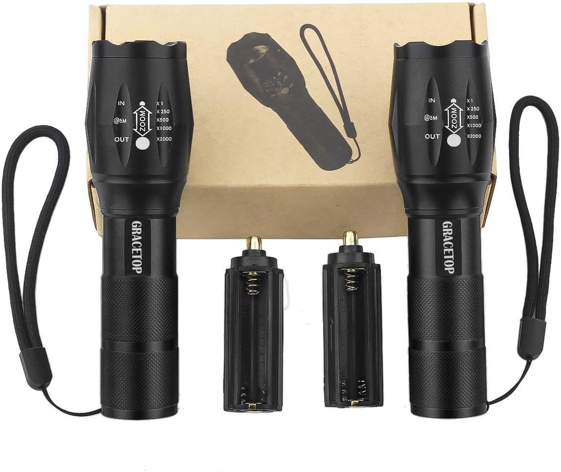 LED Tactical Flashlight T6 Adjustable Light Lamp with 5 Modes, Water Resistant