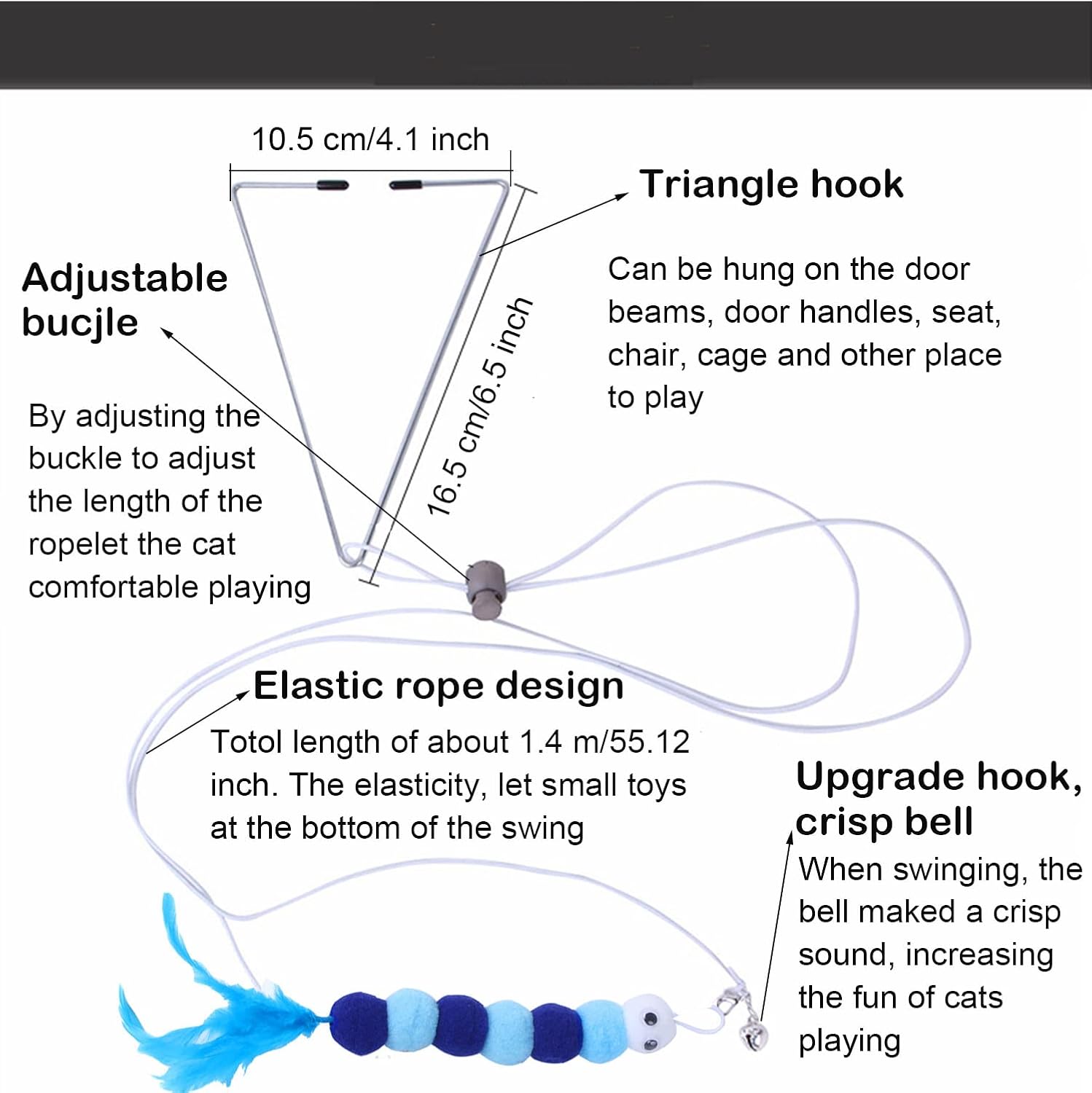 6 Pcs Hanging Door Cat Toys Kitten Teaser Feather, Kitten Toys, Retractable Cat - Image 4