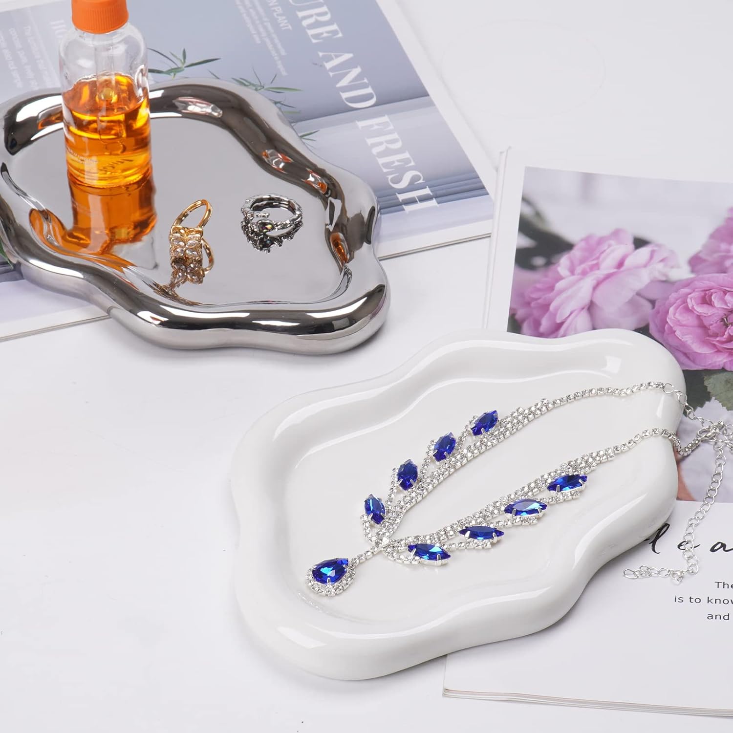 Ceramic Jewelry Tray Dish for Ring Key Trinket, Cute Cloud Shape Decorative - Image 7