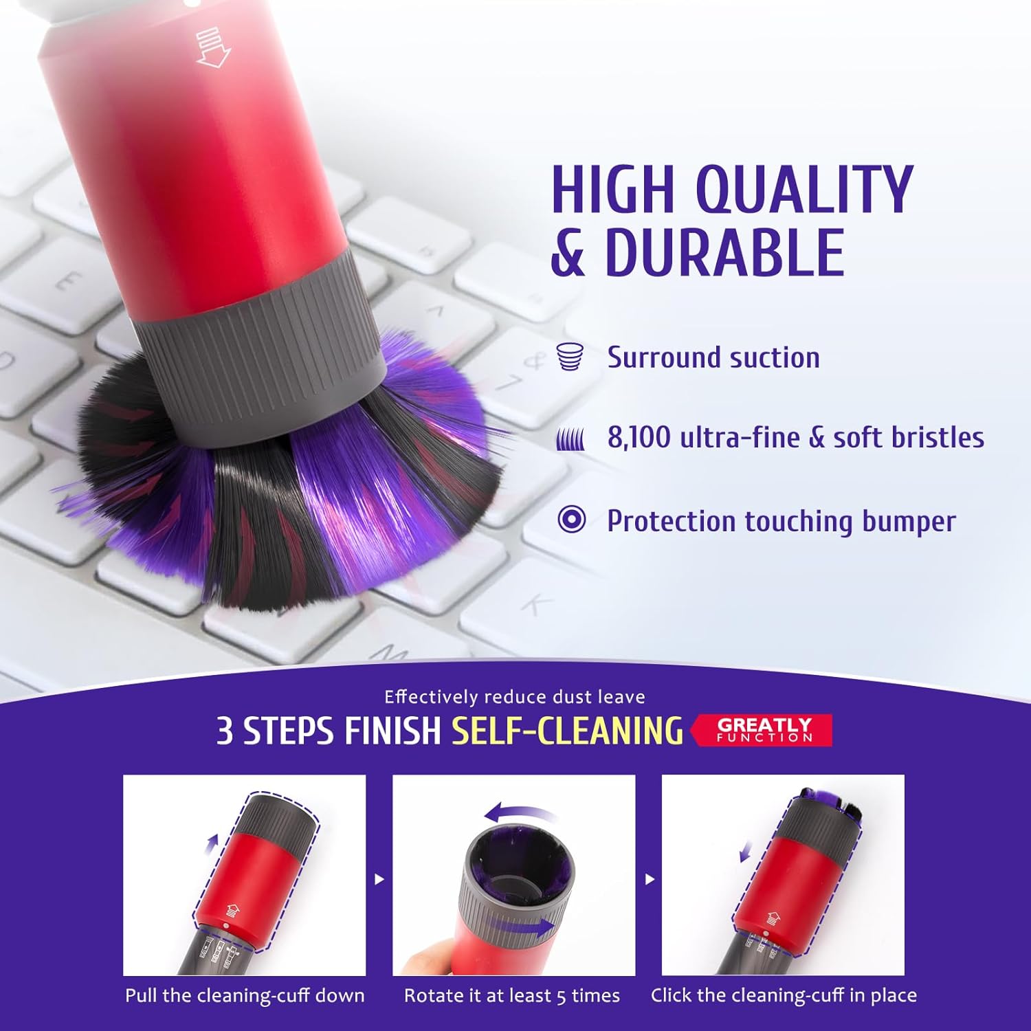 Dust Brush Compatible with Dyson V7 V8 V10 V11 V12 V15 Outsize Vacuum Cleaner - Image 3