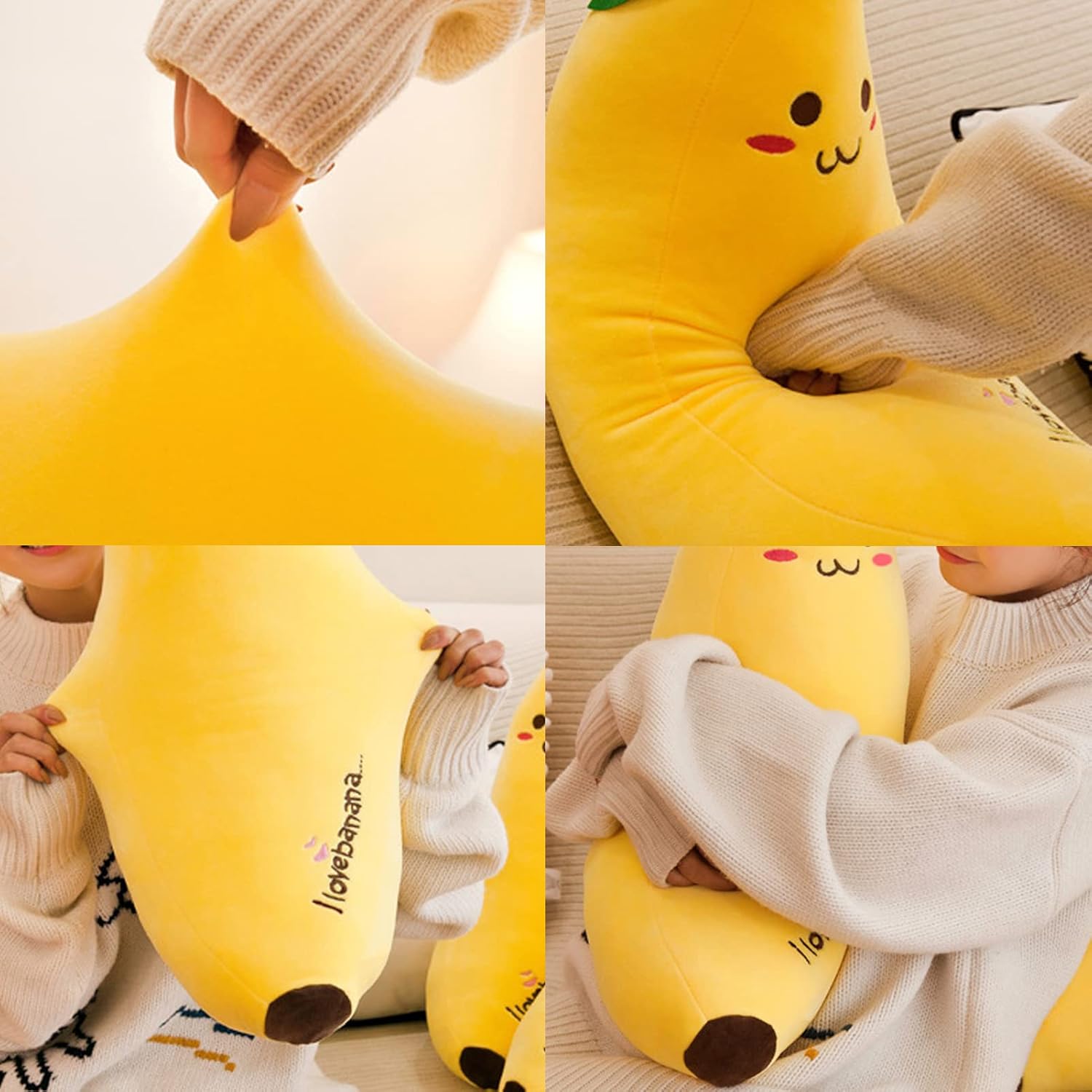 19.7Inch Soft Stuffed Banana Plush Pillow, Plushie Banana Hugging Pillow - Image 6