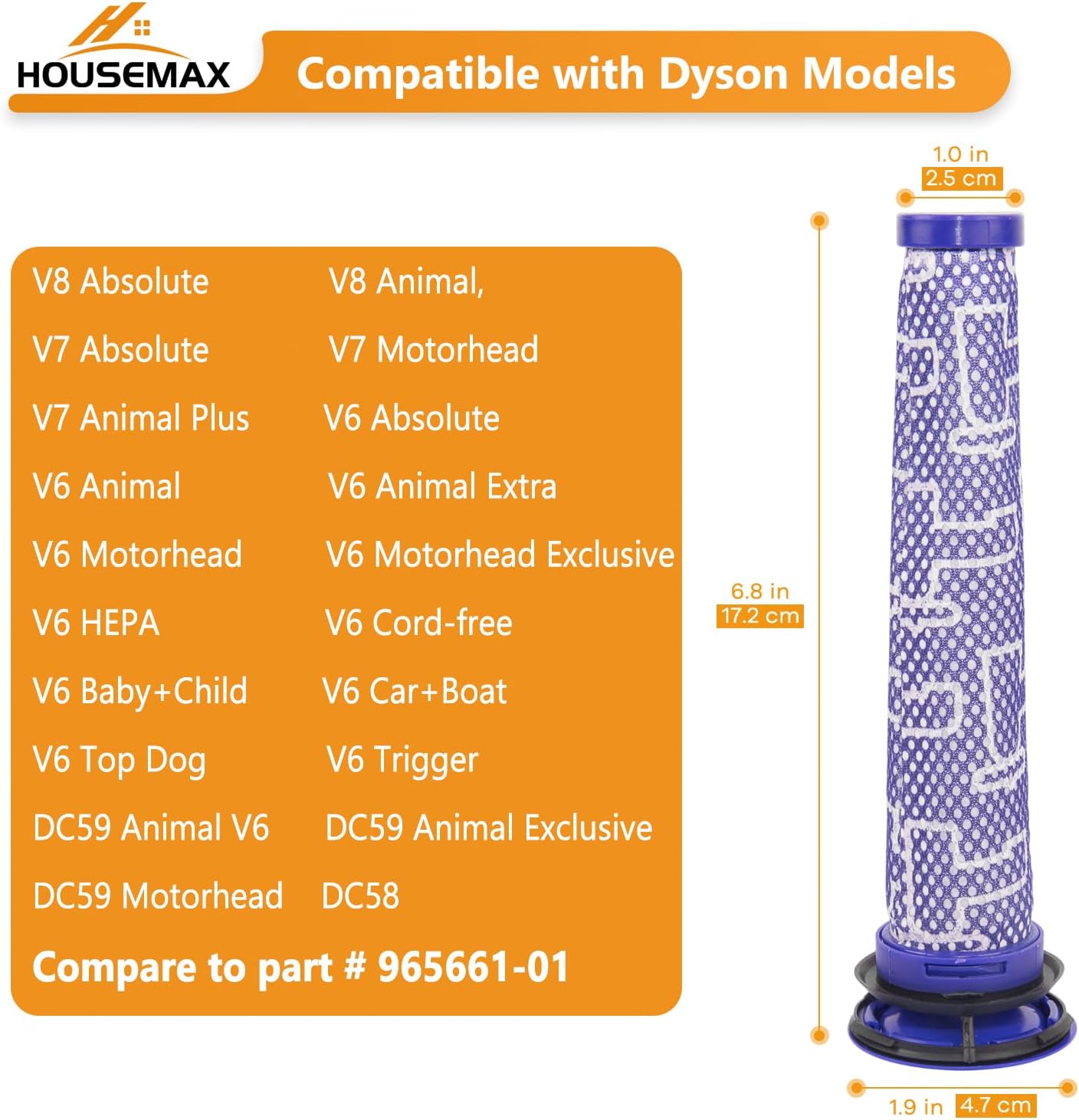 4 Pack Pre Filters Replacement for Dyson V6, V7, V8, DC58, DC59 Vacuum Cleaner - Image 6
