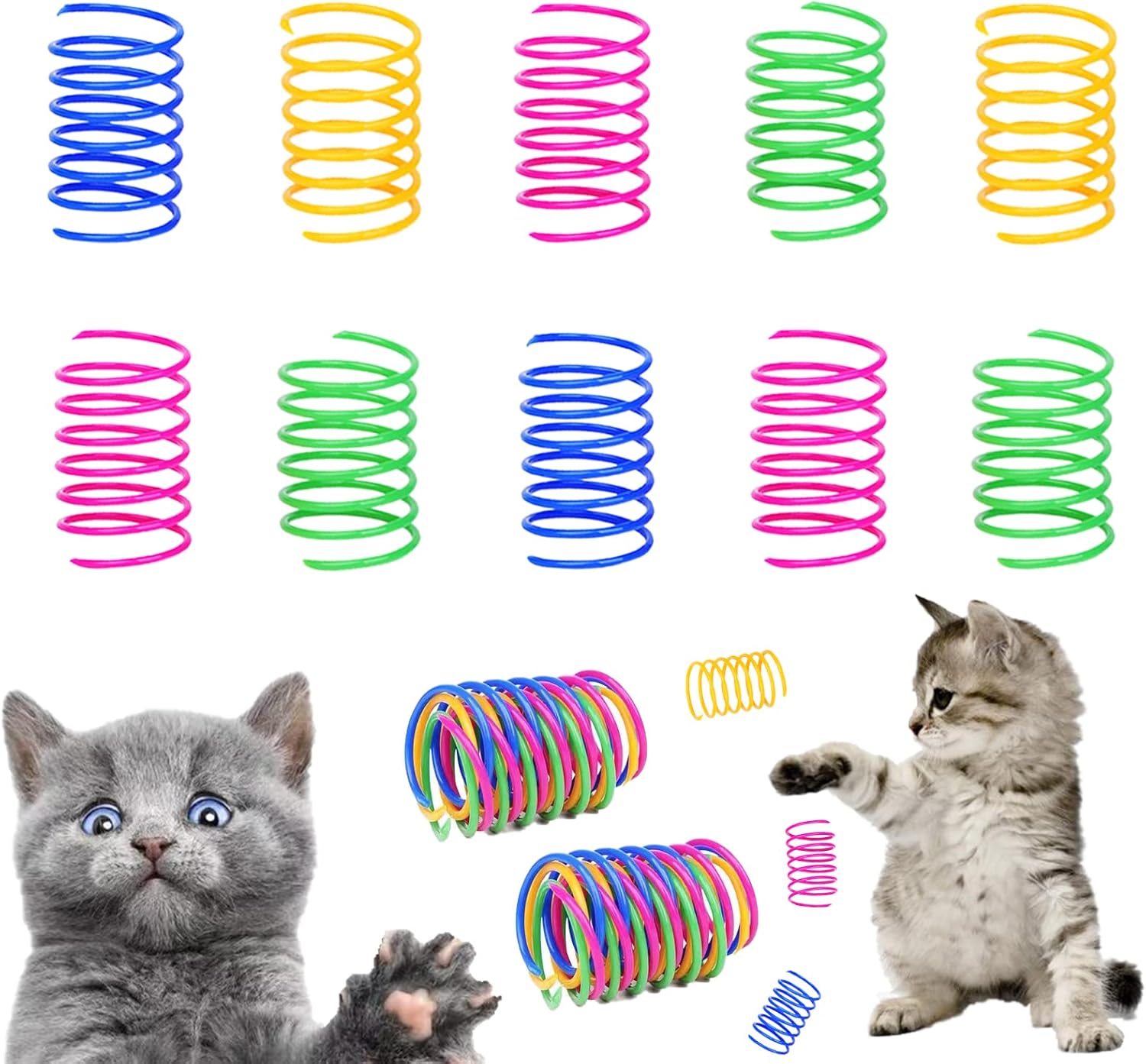 Cat Spring Toy (100 Pack), Interactive Cat Toy for Indoor Cats, Lightweight