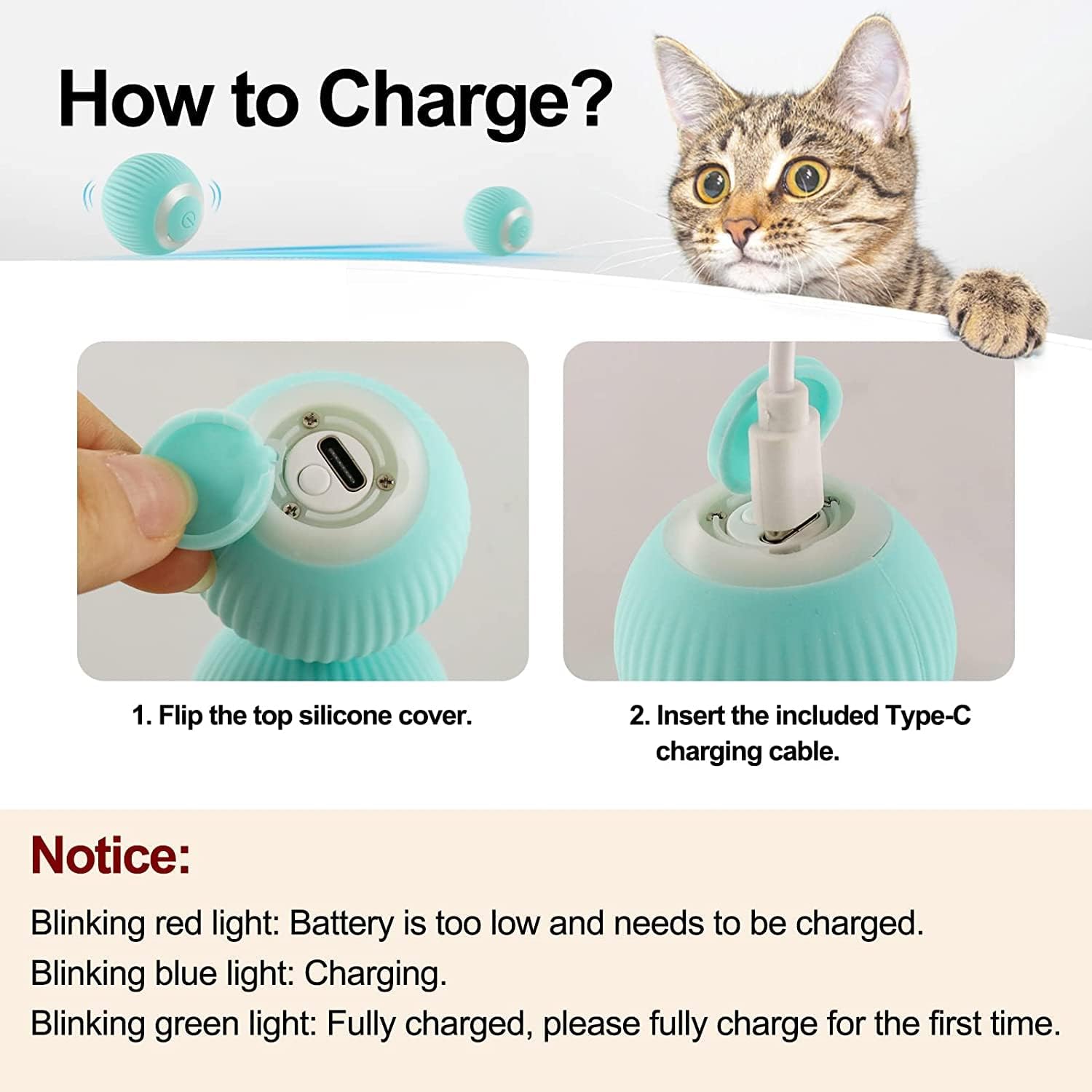 Interactive Cat Ball Toy, Intelligent Indoor Automatic Moving Ball Puzzle Dispel - Image 2