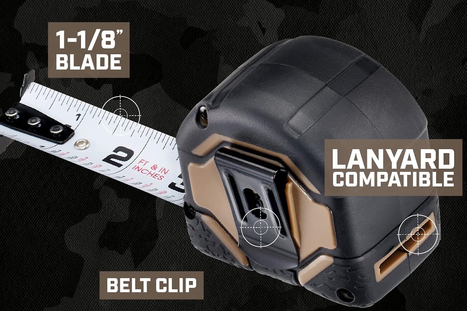 Tools 16-Foot Tape Measure 1 1/4" Double-Sided Blade Military-Grade Composite - Image 7