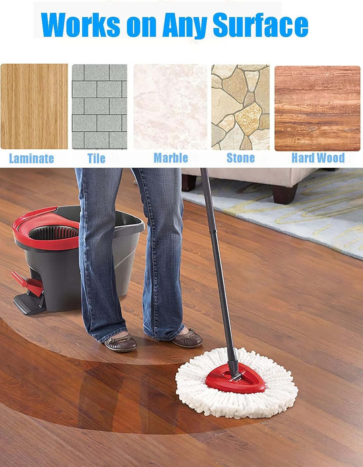 5 Pack Mop Replacement Heads, Spin Mop Replacement Head Mop Refill Compatible - Image 3