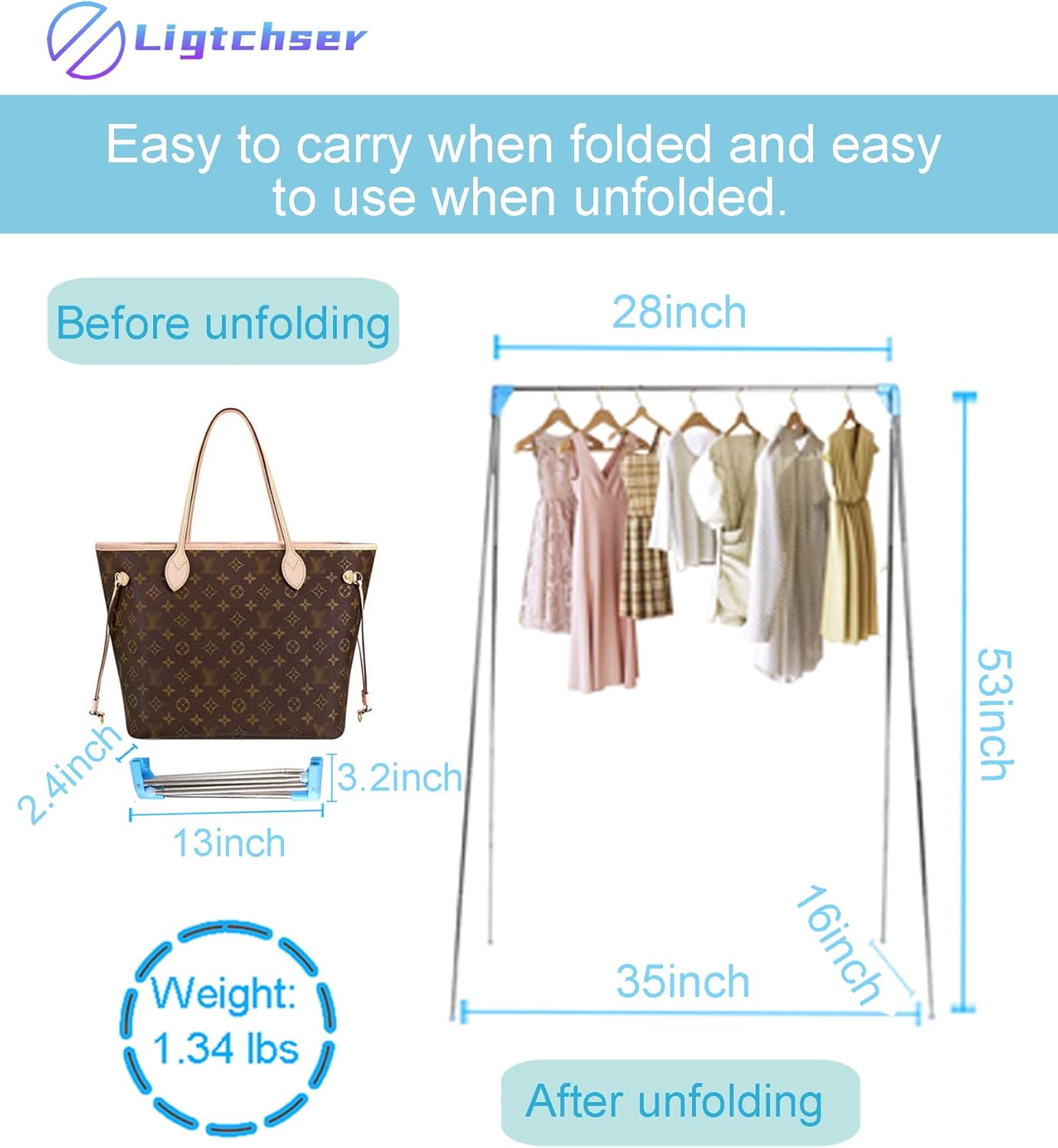 Portable Travel Garment Rack,Folding Clothes Rack for Dance,Travel,Camping - Image 2
