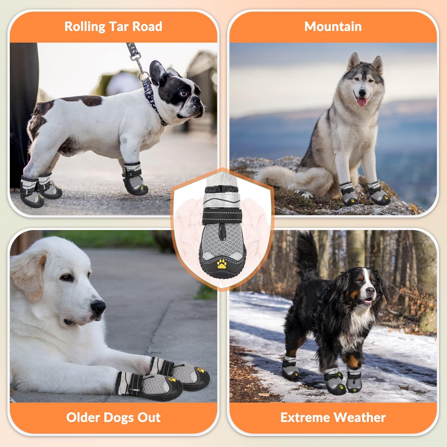 Dog Boots, 2 PCS Outdoor Non-Slip Breathable Waterproof Rubber Soles Paw - Image 7