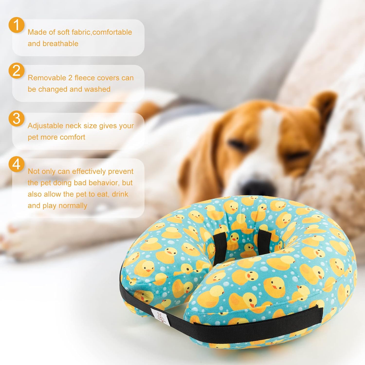 Inflatable Soft Dog Cone with Removable Fleece Covers for Small/Medium/Large - Image 2